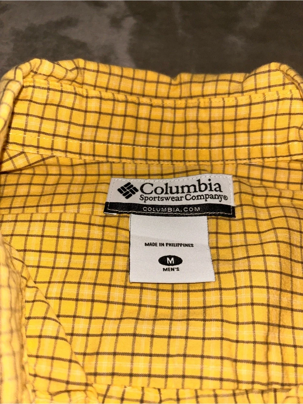 Columbia Yellow and Black Check Short-Sleeve Button-Down Shirt M